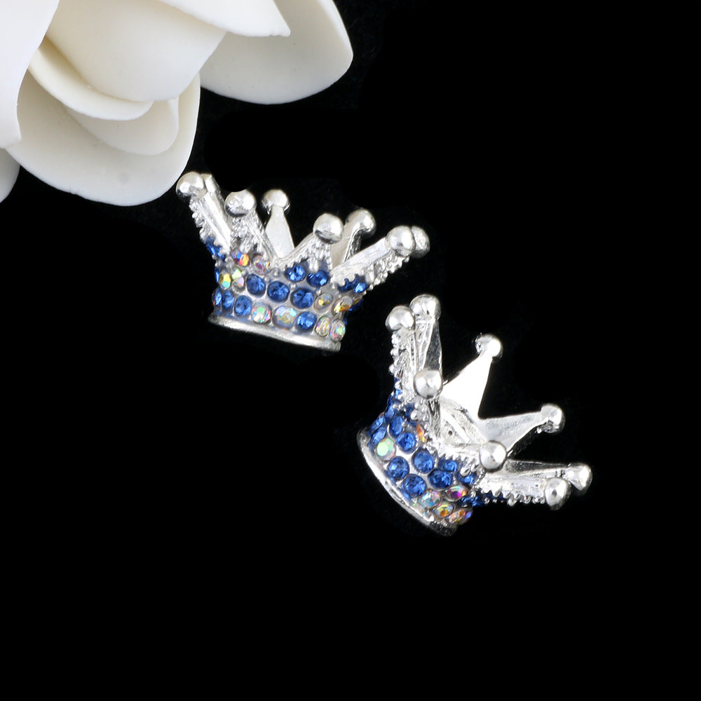 Wholesale 5pcs Colorful crown torus DIY spacer beads alloy full diamond